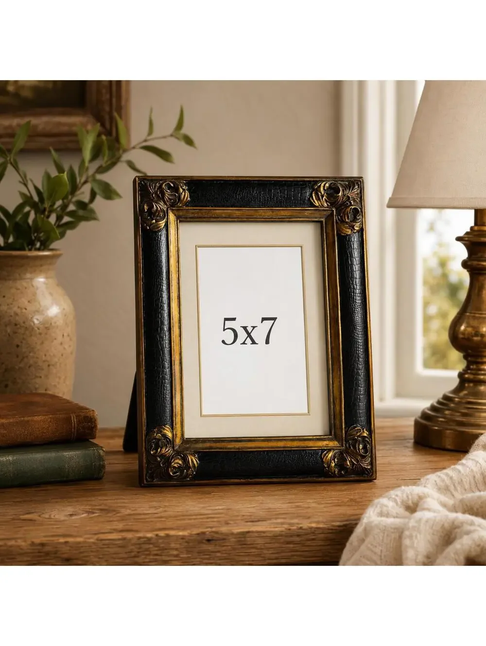 Vintage Black & Gold Ornate Picture Frame 5x7 Heavy Quality Frame